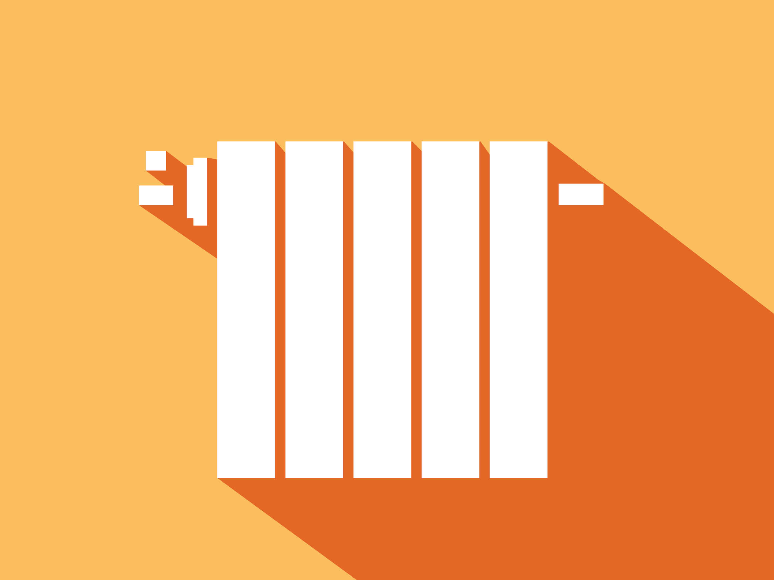 Piktogramm einer Heizung vor orangenen Hintergrund