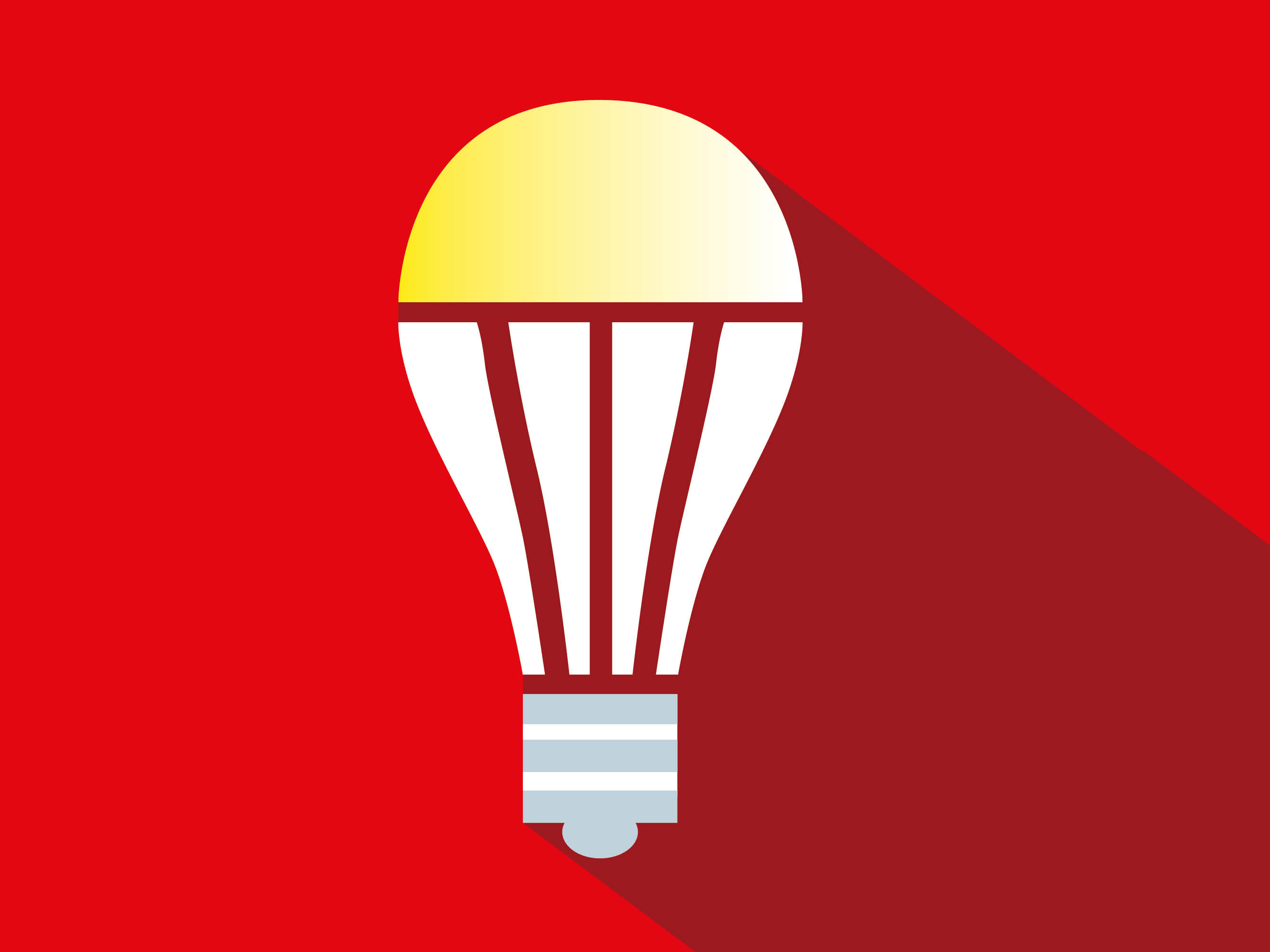 Piktogramm einer Glühbirne vor rotem Hintergrund