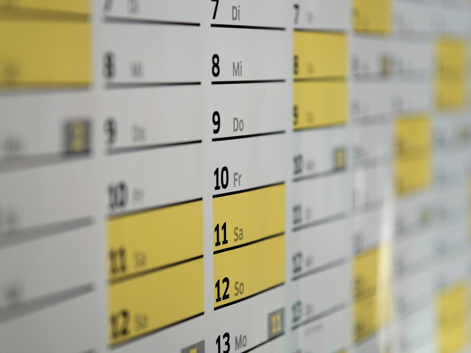 Ausschnitt eines Wandkalenders